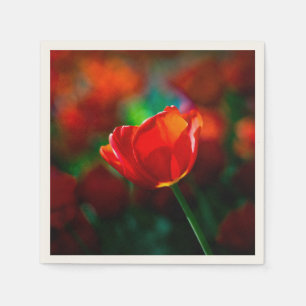 Serviettes En Papier Tulipe rouge - Mystère de floraison