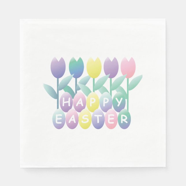 Serviettes En Papier Tulipes OEufs de Pâques Partie Napkin (Devant)