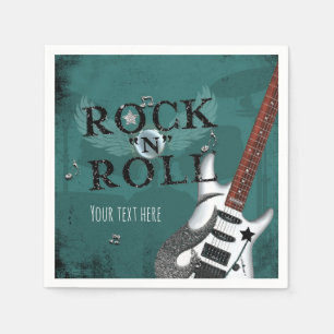 Serviettes En Papier Turquoise Rock N Roll Star Anniversday Party Event