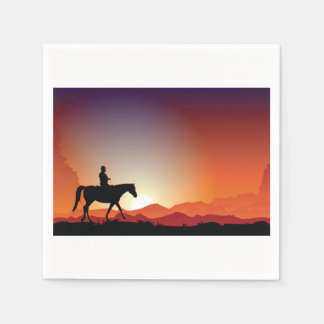 Serviettes En Papier Un Cowboy À Cheval Papier Serviettes