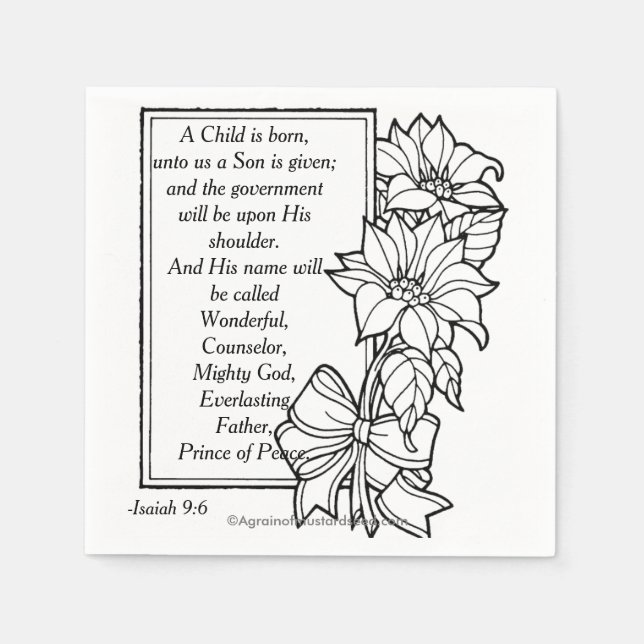 Serviettes En Papier Un enfant naît Écriture Noël (Devant)