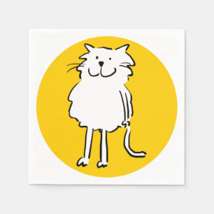 Serviettes En Papier Un joyeux chat souriant en dessin amusant