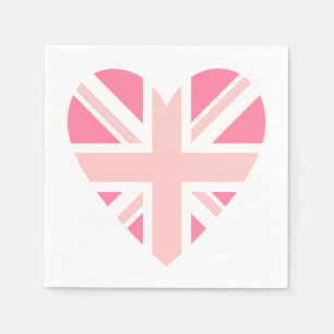 Serviettes En Papier Union Jack rose/Coeur du drapeau