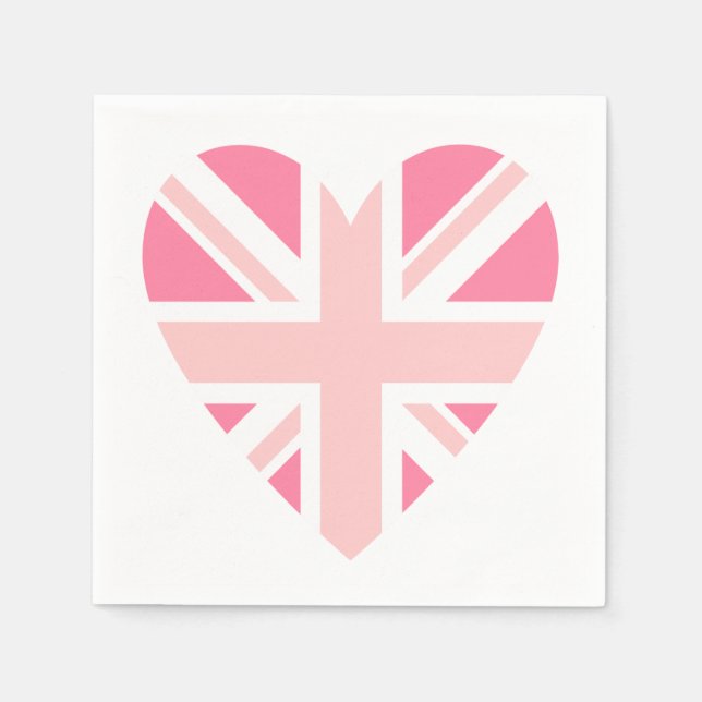 Serviettes En Papier Union Jack rose/Coeur du drapeau (Devant)