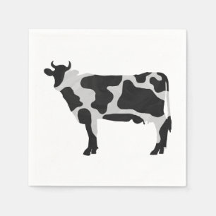 Serviettes En Papier Vache Noir et Blanc Silhouette