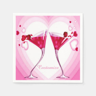 Serviettes En Papier Verres à cocktails roses serviettes