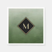 Vert Brossé Élégant Avec Monogramme Or Simple