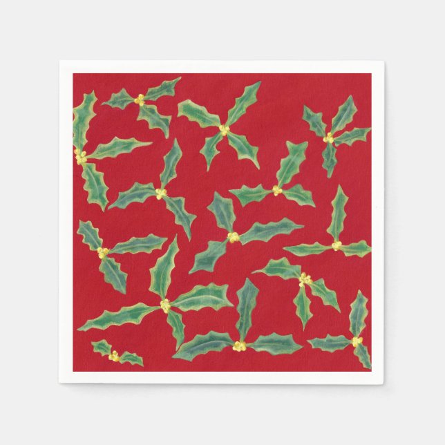 Serviettes en papier vert Feuille jaune (Devant)