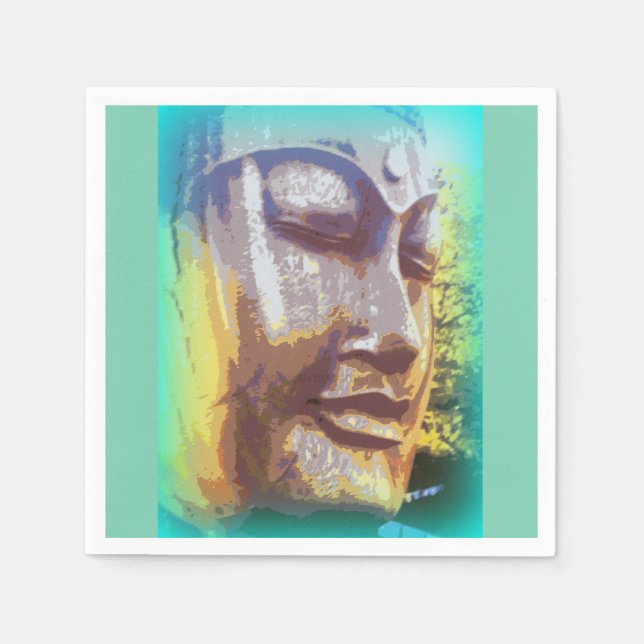 Serviettes En Papier Vert visage bouddha (Devant)