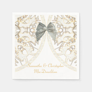 Serviettes En Papier Vieux mariage damassé en dentelle blanche