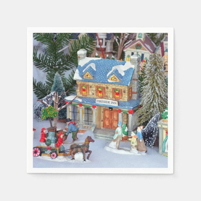 Serviettes En Papier Village de Noël miniature (Devant)