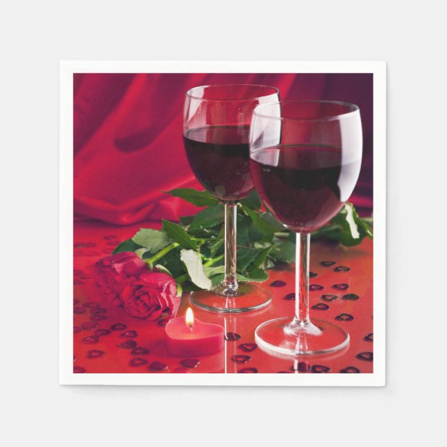 Serviettes En Papier Vin & Rose (Devant)