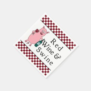 Serviettes En Papier Vin rouge et porcs