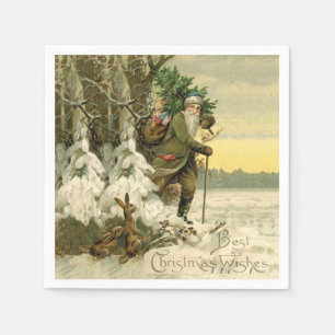 Serviettes En Papier Vintage Père Noël Noël Victorien