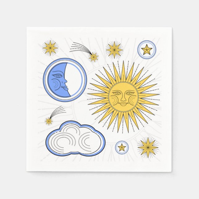 Serviettes En Papier Vintage Sun and Moon (Devant)