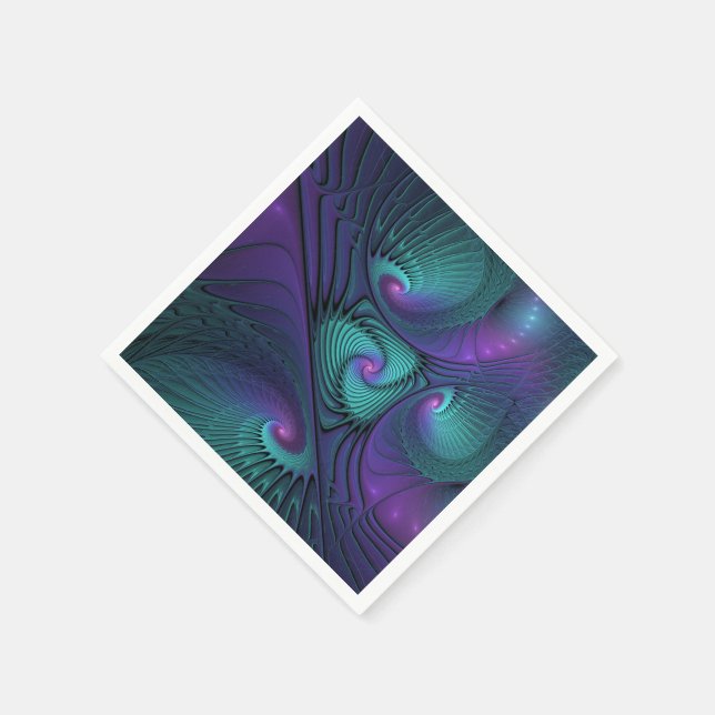 Serviettes En Papier Violet rencontre Turquoise moderne art fractal abs (Coin)