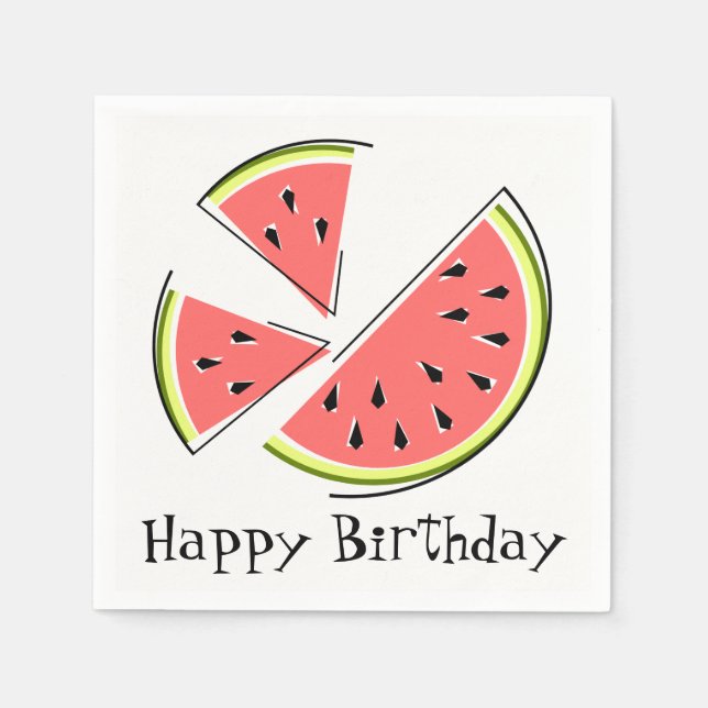 Serviettes En Papier Watermelon Pièces Joyeux papier serviettes d'anniv (Devant)