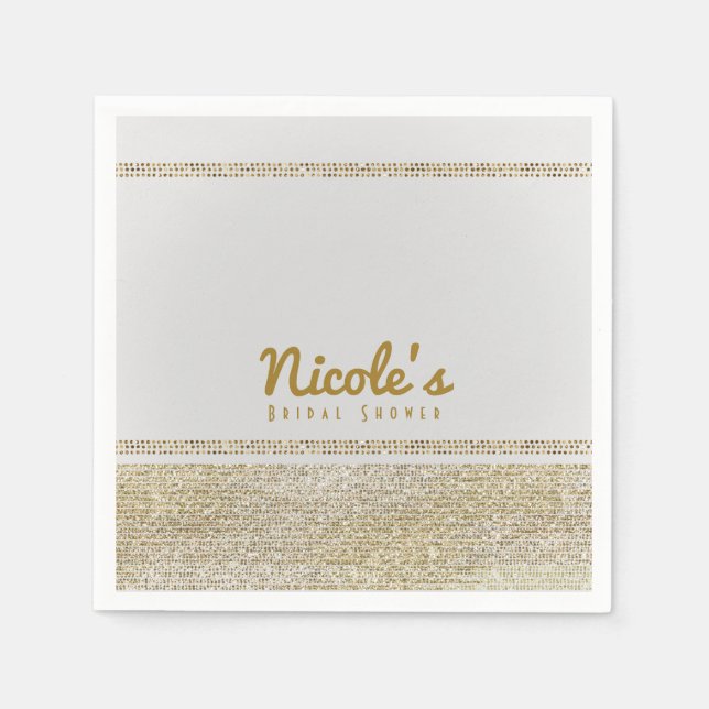 Serviettes En Papier White & Sparking Gold Glam Chic Elegant Party (Devant)