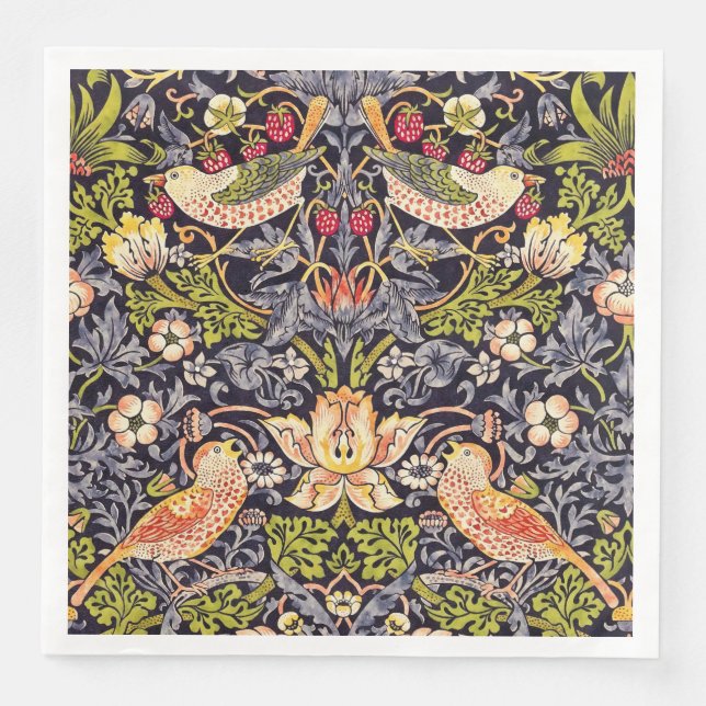 Serviettes En Papier William Morris Strawberry Thief Floral Art nouveau (Devant)