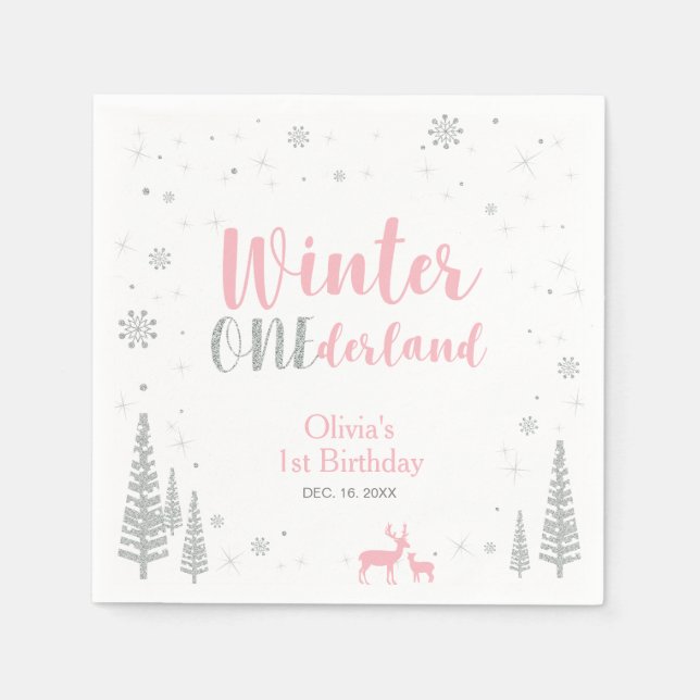 Serviettes En Papier Winter Onederland 1er Anniversaire Papier de fête  (Devant)