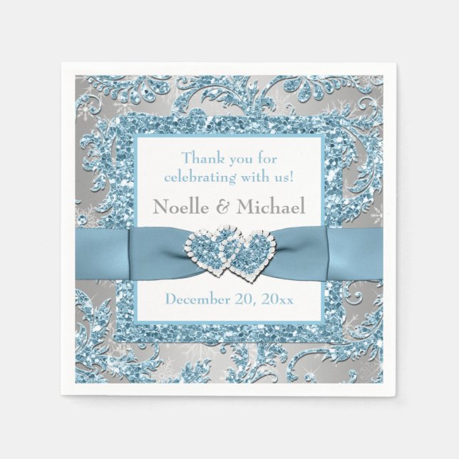 Serviettes En Papier Winter Wonderland, Coeurs joints Papier serviettes (Devant)