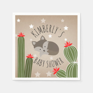 Serviettes En Papier Wolf Pup Cactus Desert Stars Baby shower