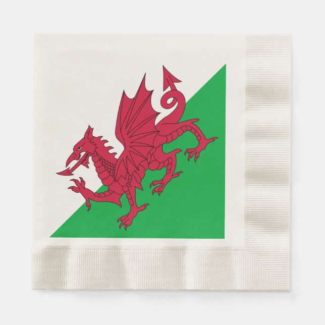 Serviettes En Papier Y Ddraig Goch : Drapeau gallois serviettes en ping (Devant)
