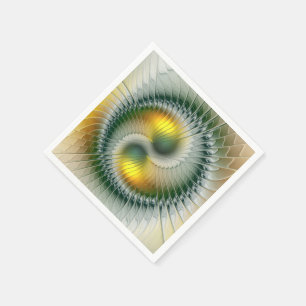 Serviettes En Papier Yin Yang Vert Jaune Abstrait coloré Fractal