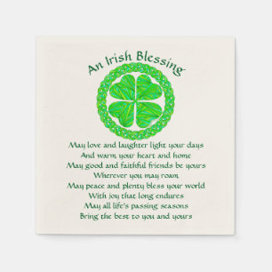 Serviettes En Papier Z Irish Blessing Celtic Shamrock Party Small