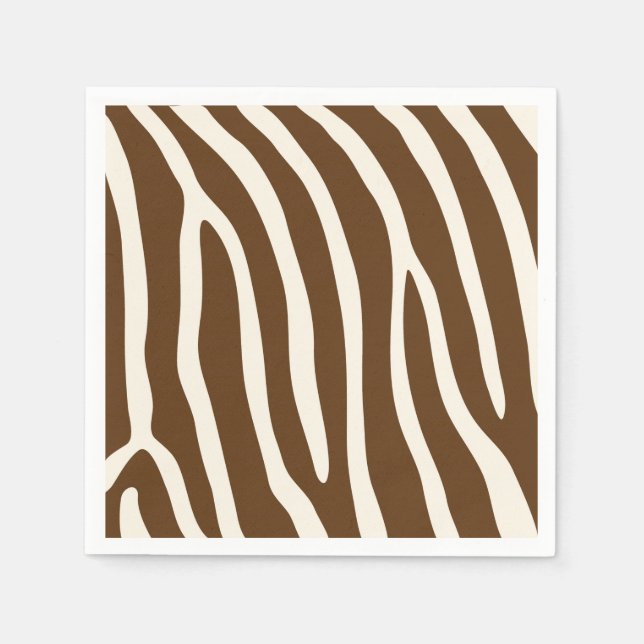 Serviettes En Papier Zèbre animal exotique rayures en Brown (Devant)