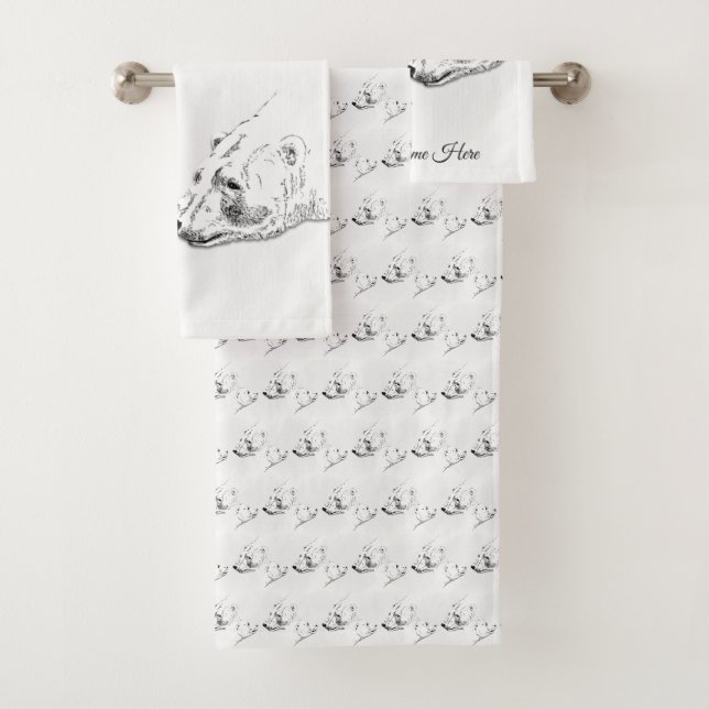 Serviettes faites sur commande réglées d'ours (En situation)