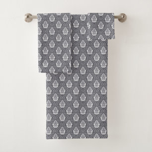 Serviettes grises avec motifs cachemire blancs orn
