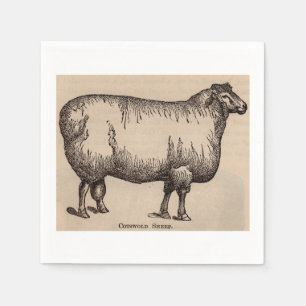 Serviettes Jetables 19e century print cotswold sheep