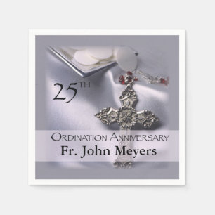 Serviettes Jetables 25e anniversaire de l'ordination Cross Host