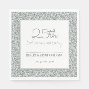 Serviettes Jetables 25e anniversaire du Mariage Parties scintillant d'