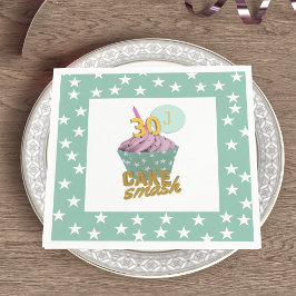 Serviettes Jetables 30e Anniversaire Cupcake Smash Papier de la fête