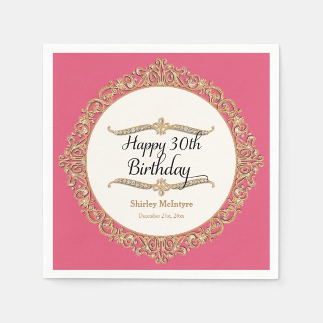 Serviettes Jetables 30e Fête d'anniversaire joyeuse Décor (Devant)