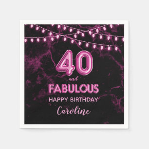 Serviettes Jetables 40 et ballons d'aluminium et lumières roses