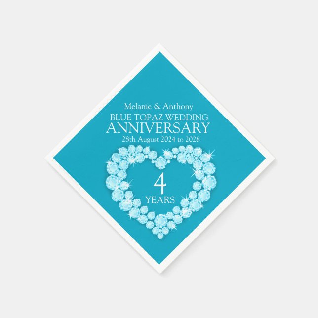 Serviettes Jetables 4 ans anniversaire topaz coeur serviettes personna (Coin)