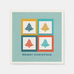 Serviettes Jetables 4 Arbres de Noël Retro Design