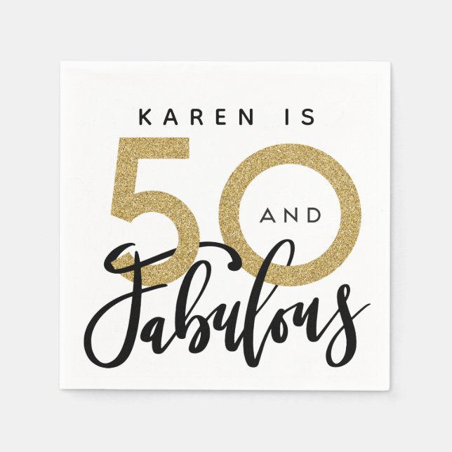 Serviettes Jetables 50 et fabuleux serviettes de fête d'anniversaire (Devant)