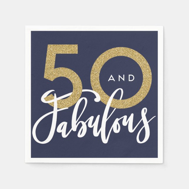 Serviettes Jetables 50 et fabuleux serviettes de fête d'anniversaire (Devant)