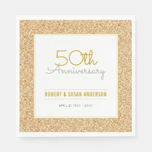 Serviettes Jetables 50e anniversaire de Mariage Parties scintillant d'