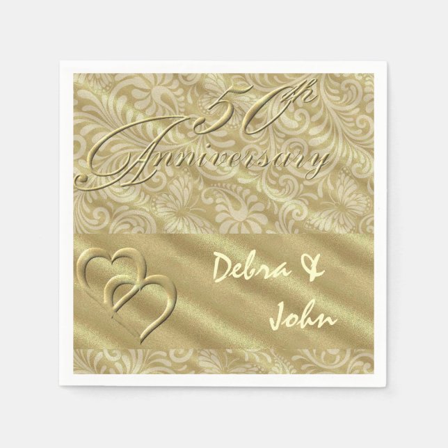 Serviettes Jetables 50e Anniversaire d'or Papier serviettes (Devant)