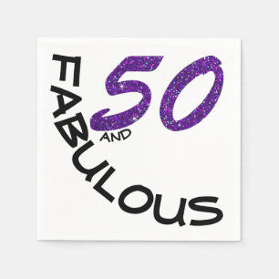 Serviettes Jetables 50e anniversaire fête de Parties scintillant viole
