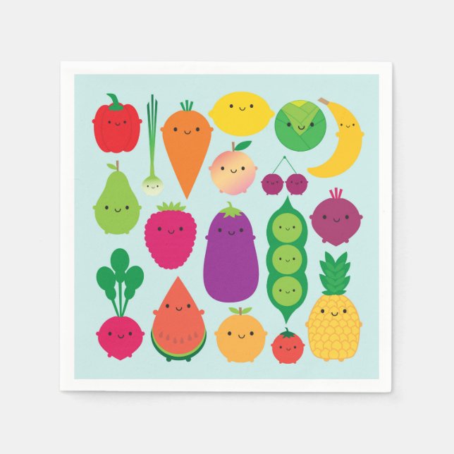 Serviettes Jetables 5 Fruits et légumes par jour (Devant)