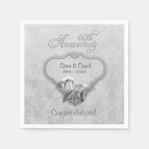 Serviettes Jetables 60e anniversaire de Silver Calla Lily - Personnali