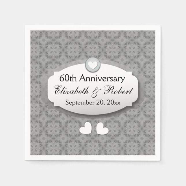 Serviettes Jetables 60e anniversaire du Mariage Diamant A10 (Devant)