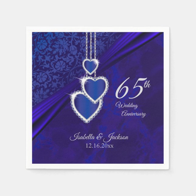 Serviettes Jetables 65e / 45e anniversaire du Mariage Sapphire (Devant)