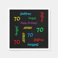 70e fête d'anniversaire Nom répétitif Age Black Pa